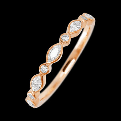 14K Rose Gold band with 4 Round and 5 Marquise Lab Grown Diamond having TCW-.56