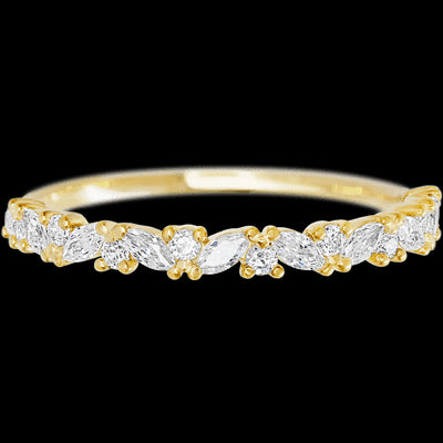 14K Yellow Gold band with 9 Round and 8 Marquise Lab Grown Diamond having TCW-.38