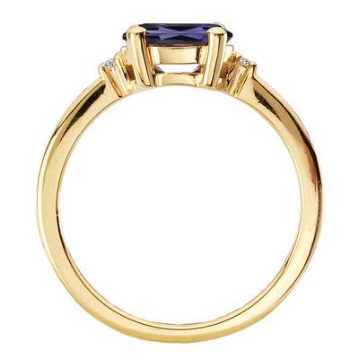 Iolite and Diamond Crown Ring