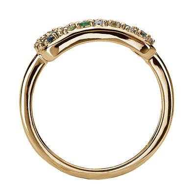 Square Diamond and Gemstone Ring