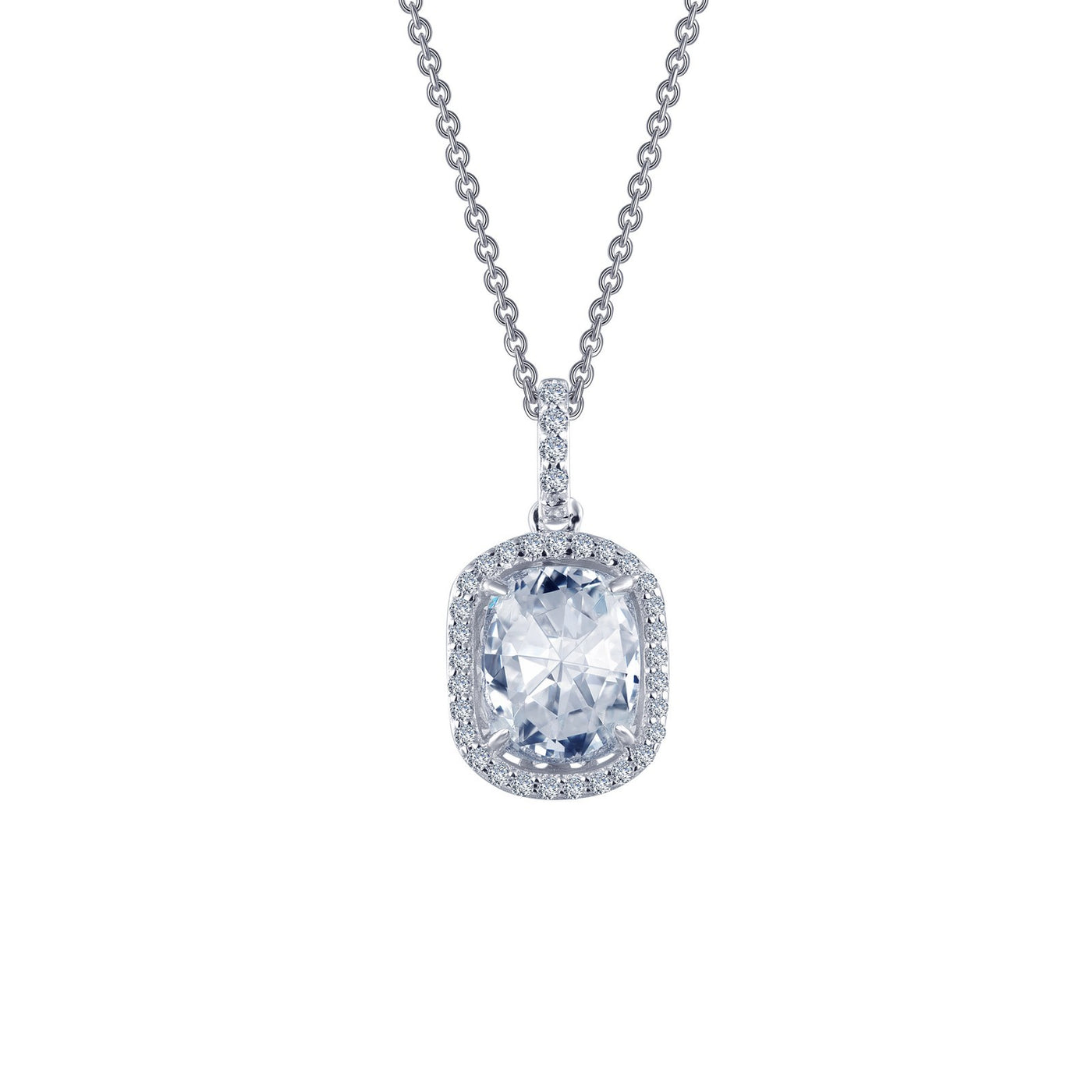 Rose-Cut Halo Pendant Necklace