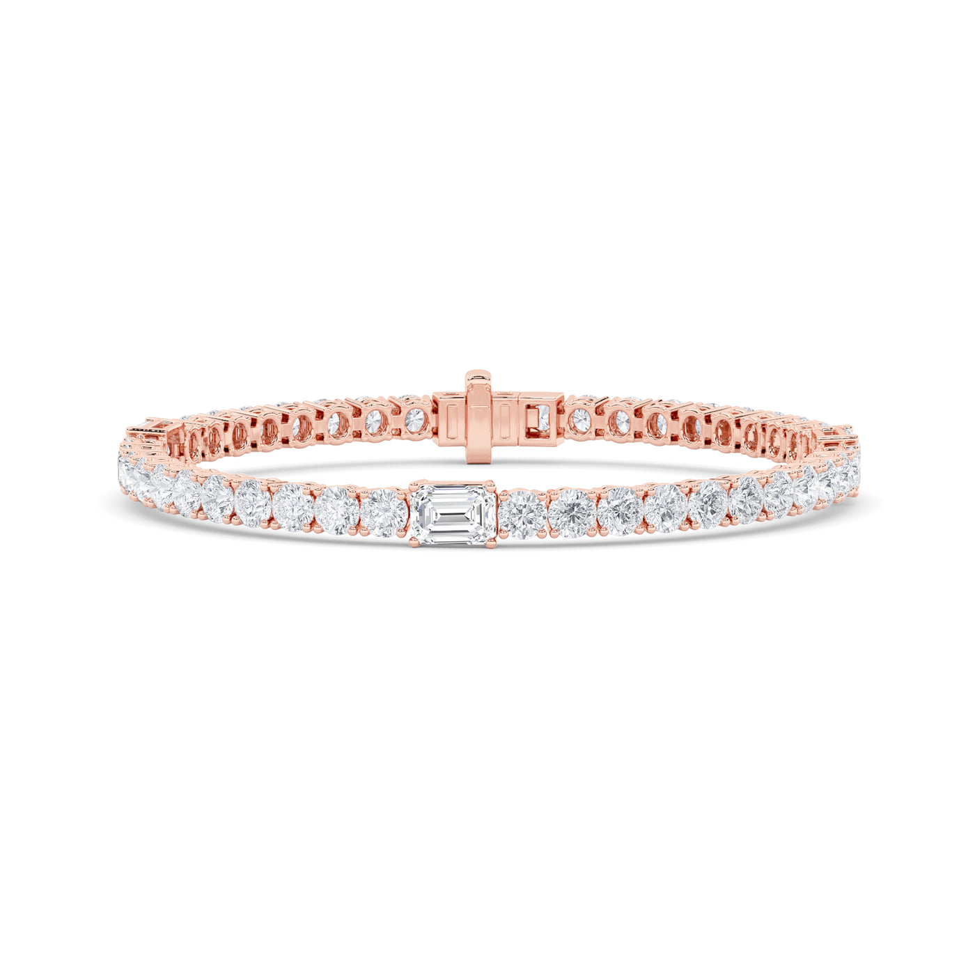 14K Rose Gold Lab Diamond Emerald Bracelet 10.05ctw