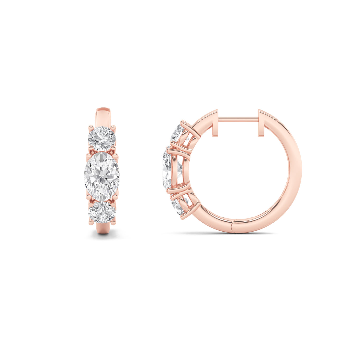 14K Rose Gold 2.5ctw Lab Diamond Oval Stud Earrings