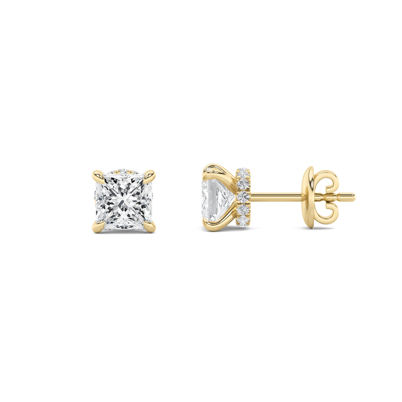 14K Yellow Gold 3ctw F+VS+ Lab Diamond Stud Earrings