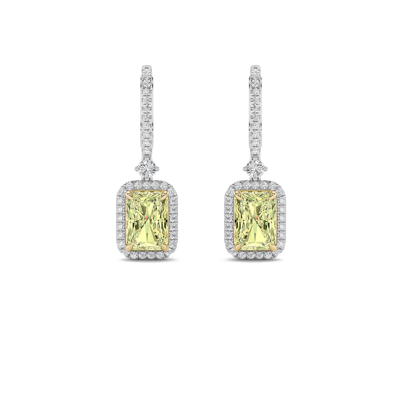 14K WY Lab Diamond Radiant Stud Earrings 4.8ctw