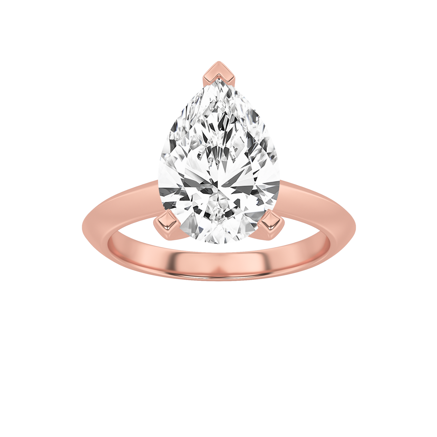 14K Rose Gold 1ct Lab Diamond Pear Solitaire Ring Sz7