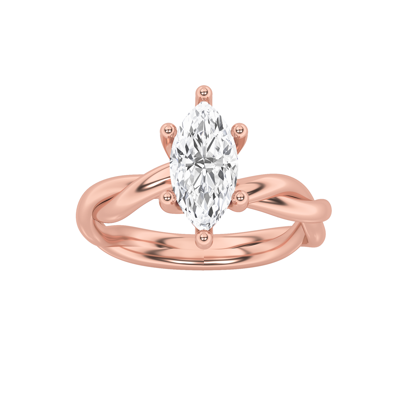 14K Rose Gold 1ct Lab Diamond Marquise Ring Sz 7