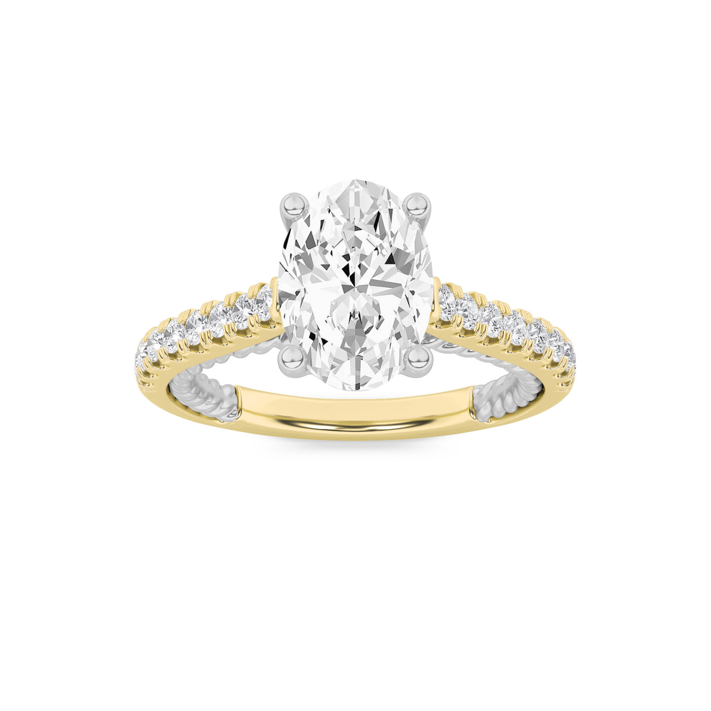 14K WY 2ct Lab Diamond Oval Ring F/VS+ Sz 7