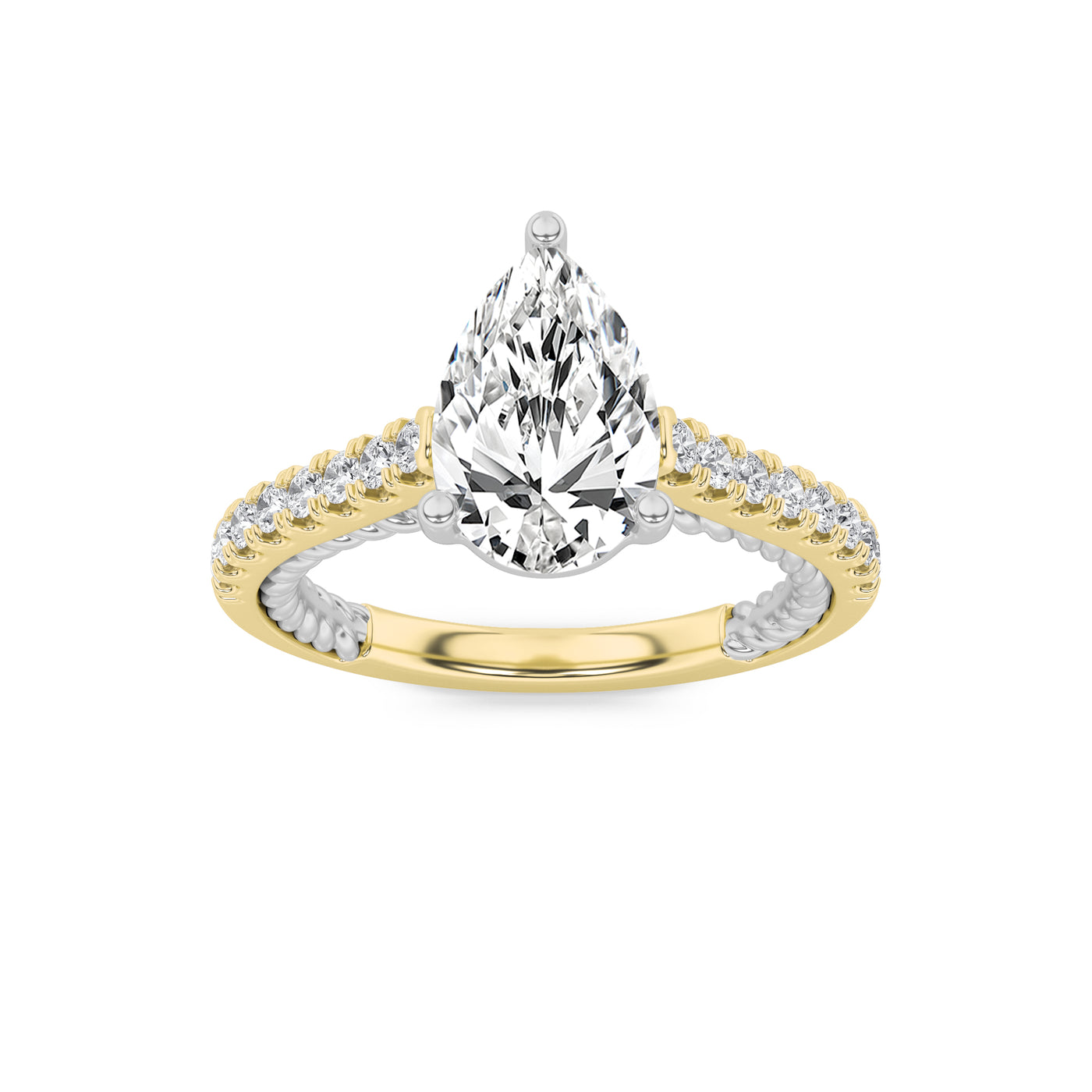 14K WG Lab Diamond Pear Ring 1.9ctw F VS+ Sz 7