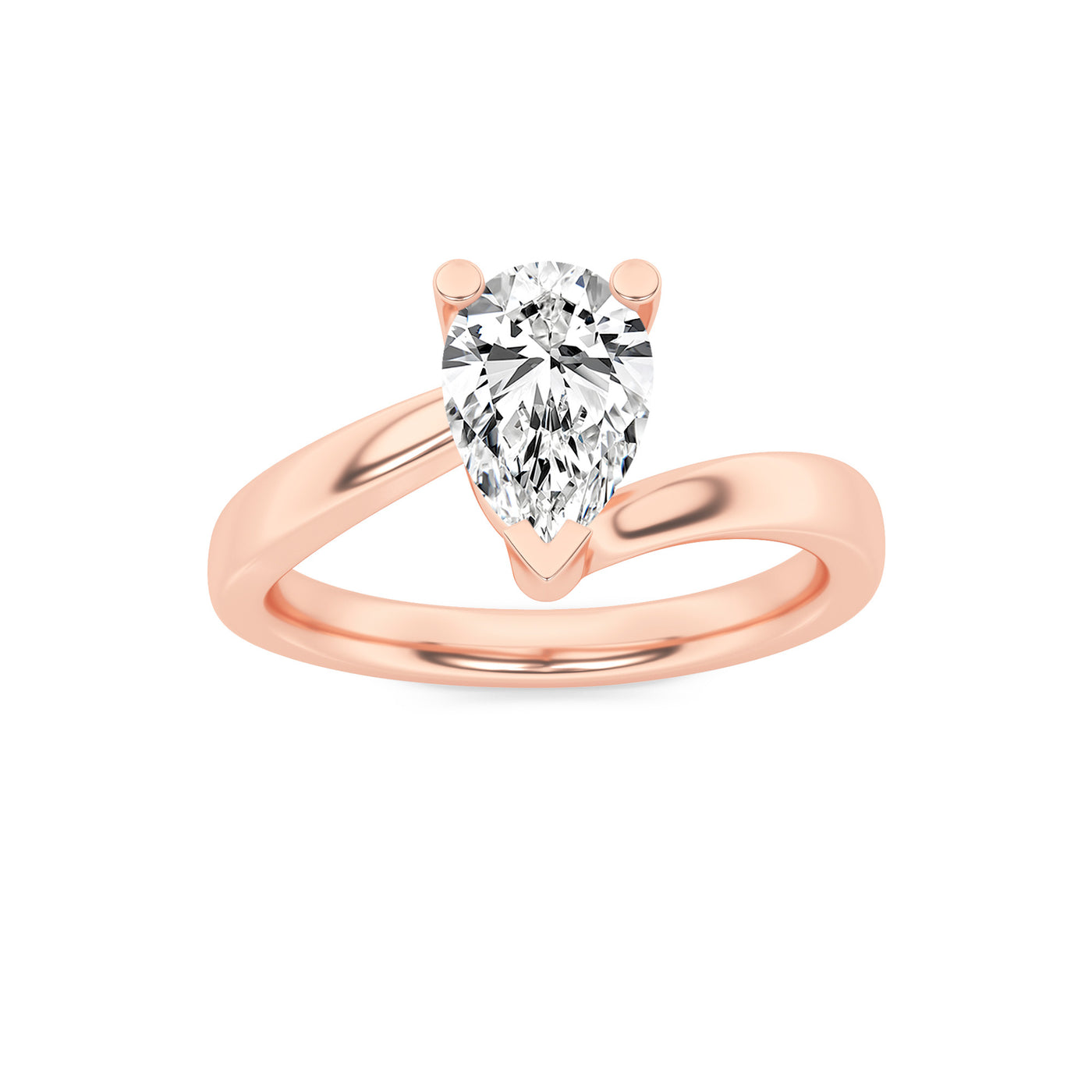 14K Rose Gold 1.9ct Lab Diamond Pear Ring Sz 7