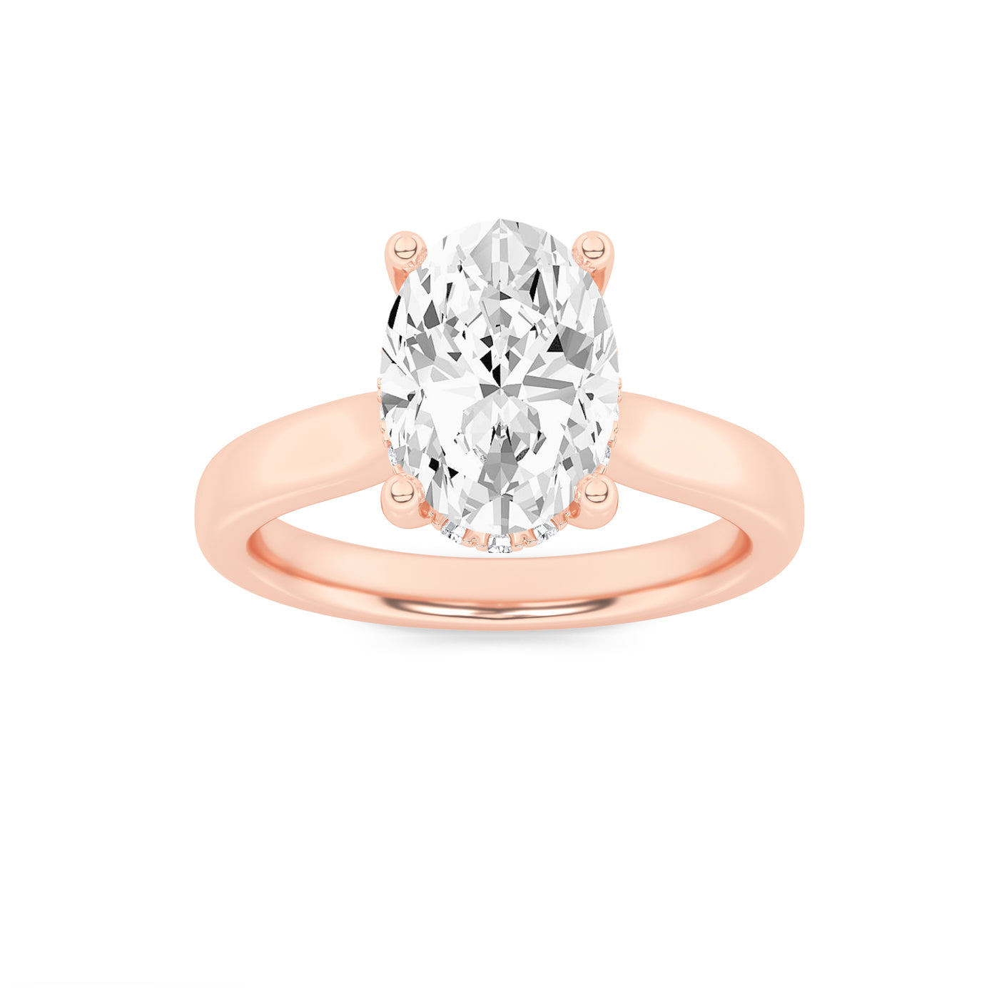 14K Rose Gold 1ct Lab Diamond Oval Ring Sz 7