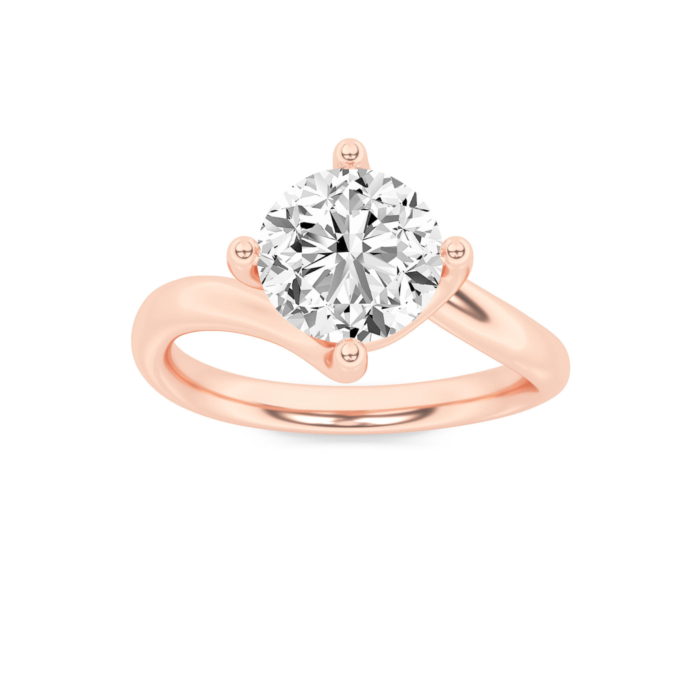14K Rose Gold 1ct Lab Diamond Solitaire Ring Sz 7