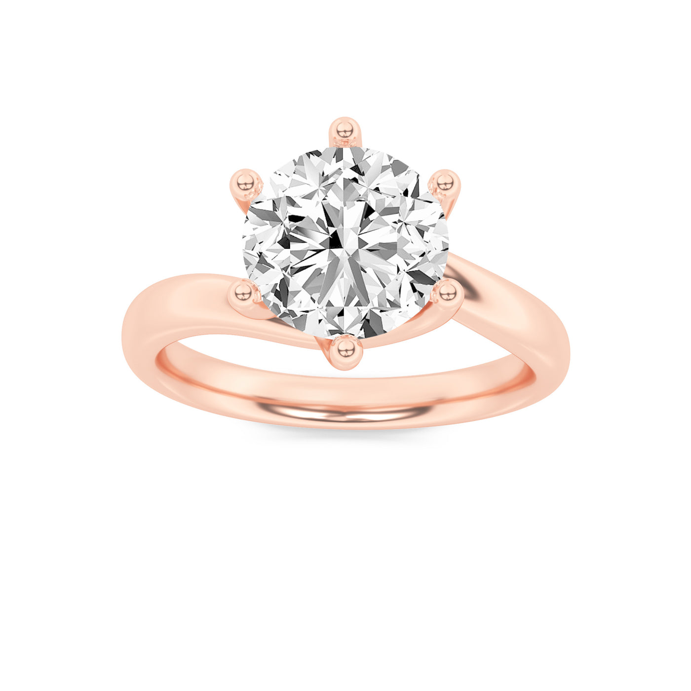 14K Rose Gold 2ct Lab Diamond Ring, Size 7