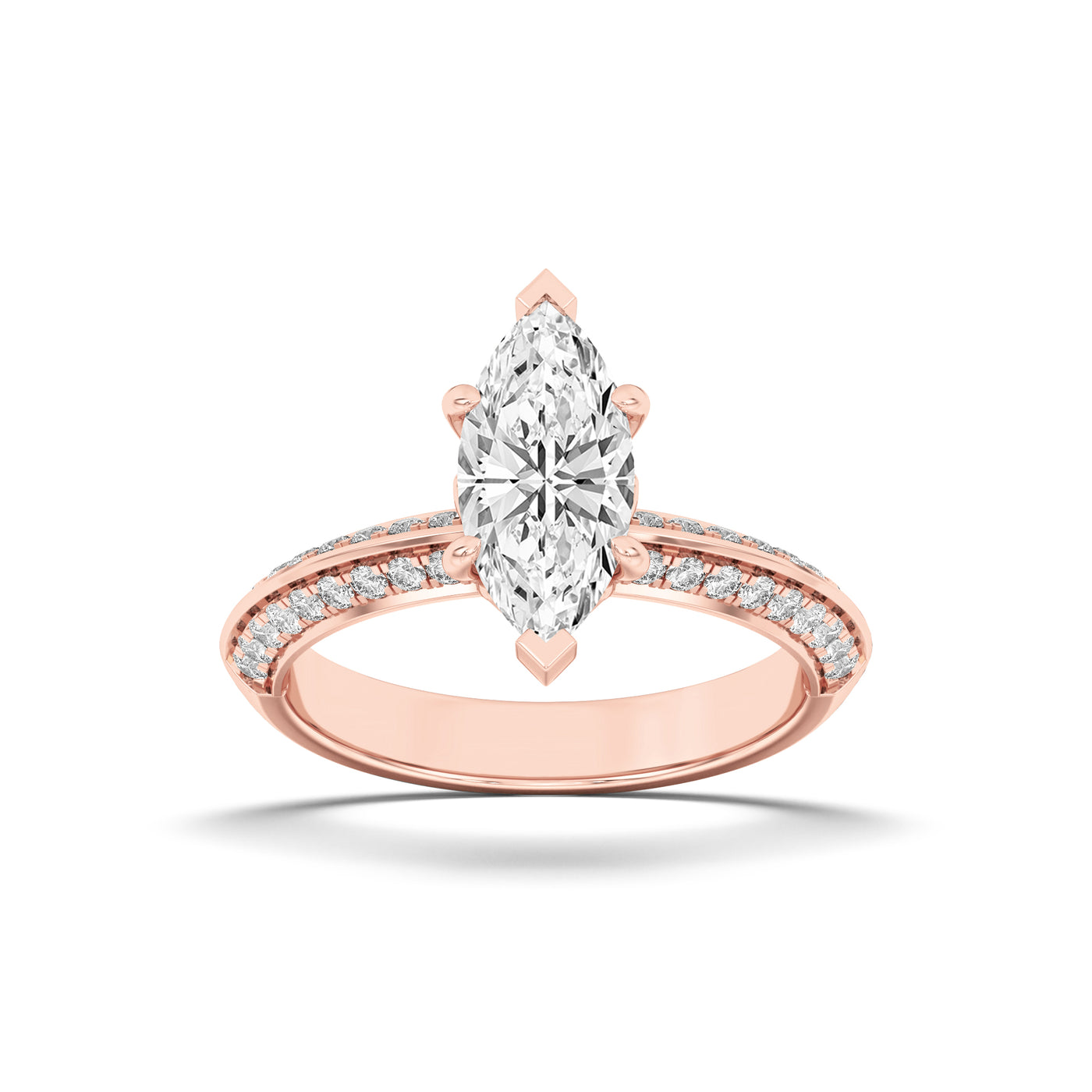 14K Rose Gold 2.1ctw Lab Diamond Marquise Ring Sz 7
