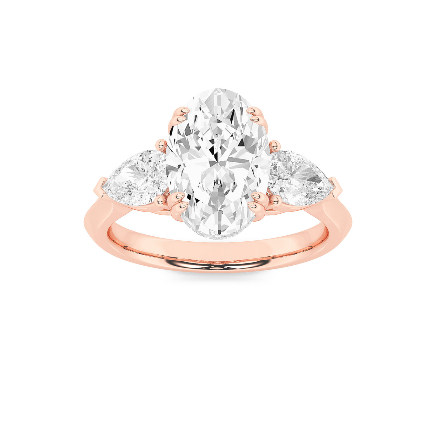 14K Rose Gold 3ct Lab Diamond Oval Solitaire Ring