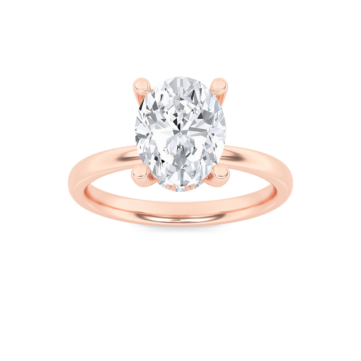 14K Rose Gold 2ct Lab Diamond Oval Ring Sz 7