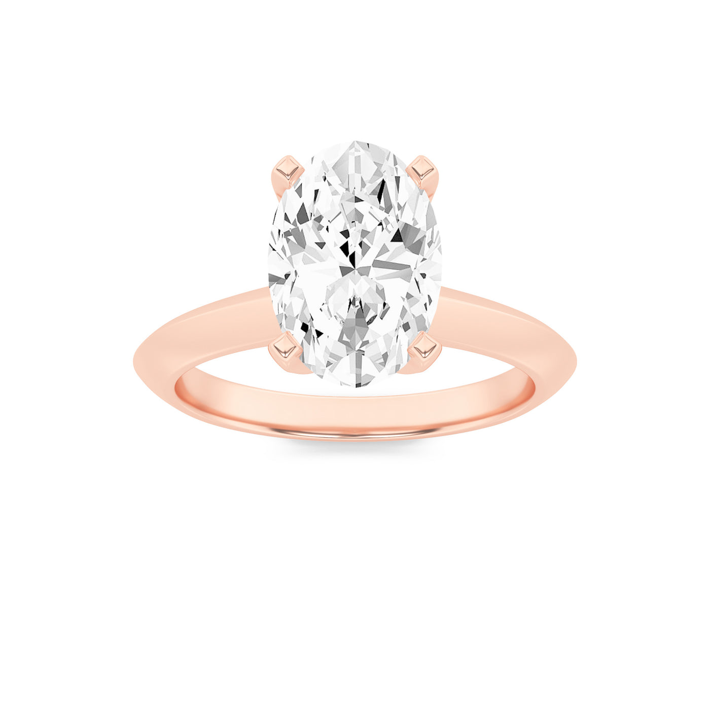 14K Rose Gold 2ct Lab Diamond Oval Ring Sz 7