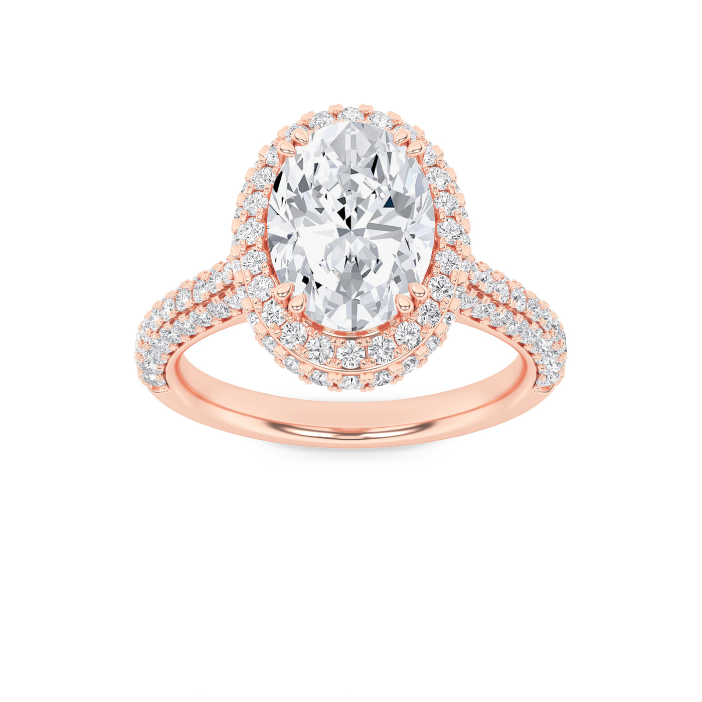 14K Rose Gold 2.9ctw Oval Lab Diamond Ring Sz 7
