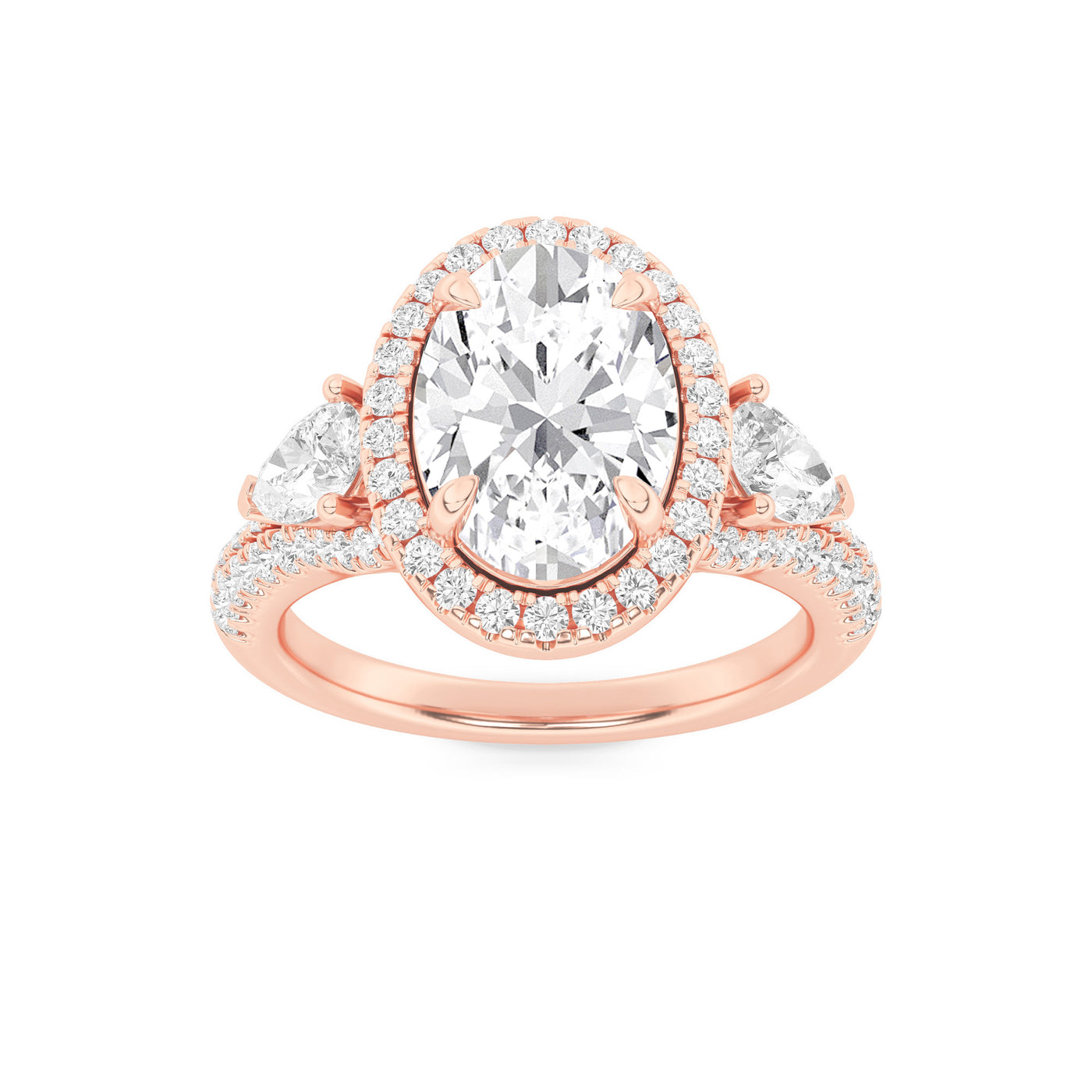 14K Rose Gold 3ctw Oval Lab Diamond Ring Sz 7