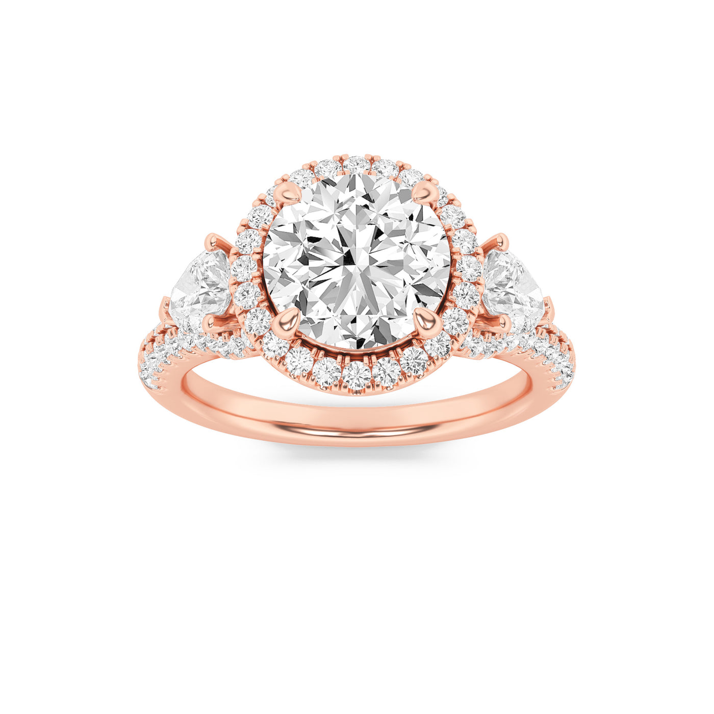 14K Rose Gold 3ctw Lab Diamond Ring, F Color VS+