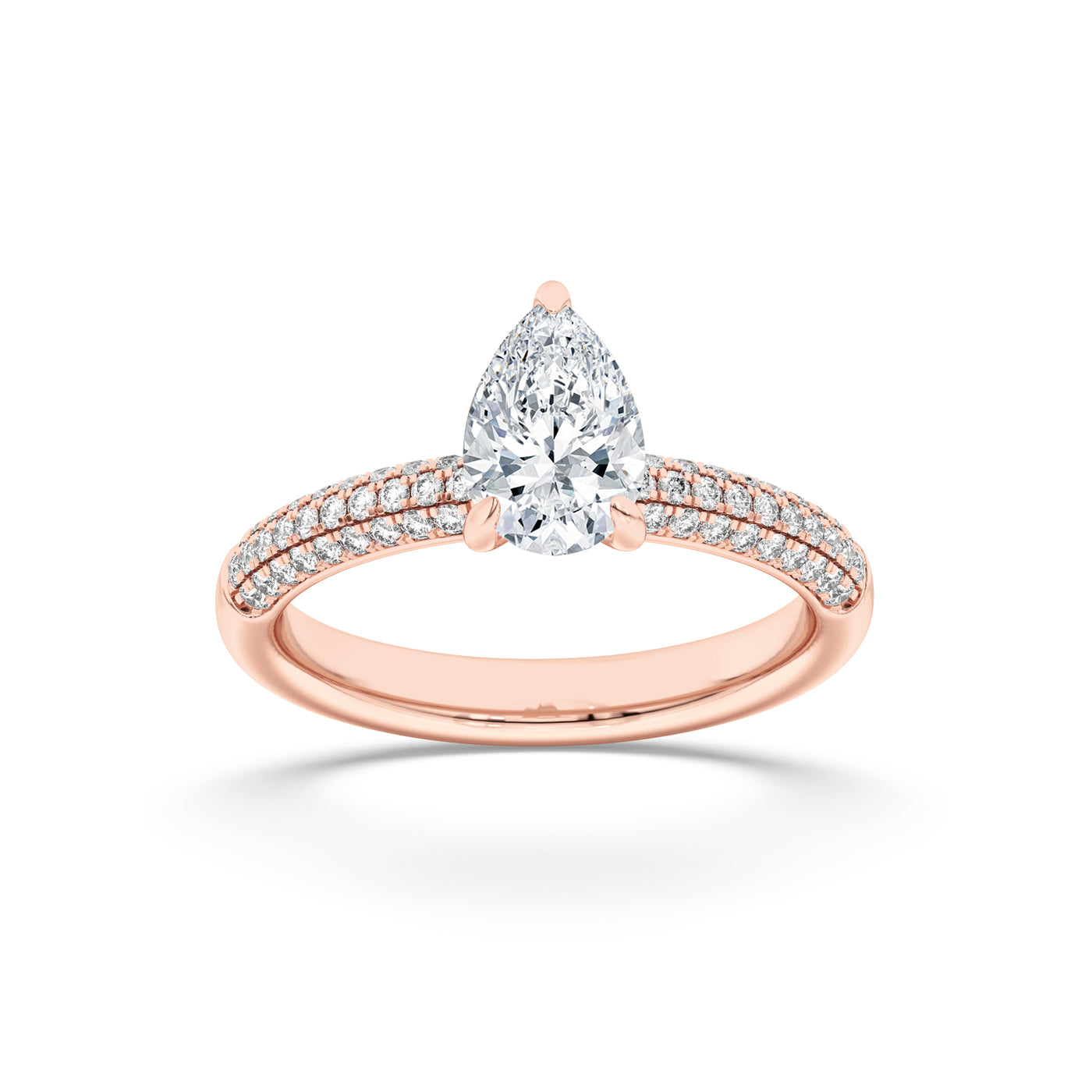 14K Rose Gold 1.5ctw Pear Lab Diamond Ring Sz 7