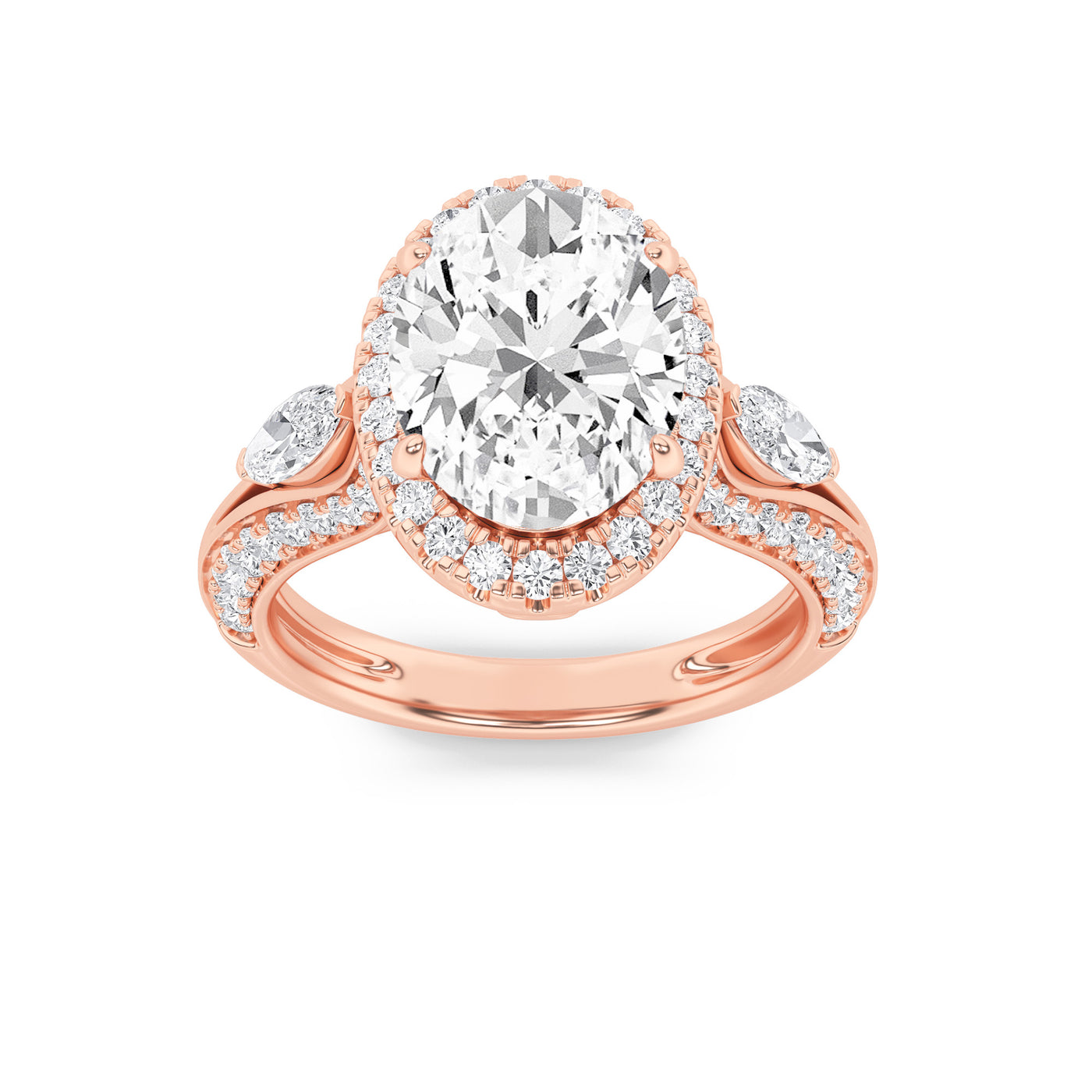 14K Rose Gold 3ctw Oval Lab Diamond Ring Sz 7