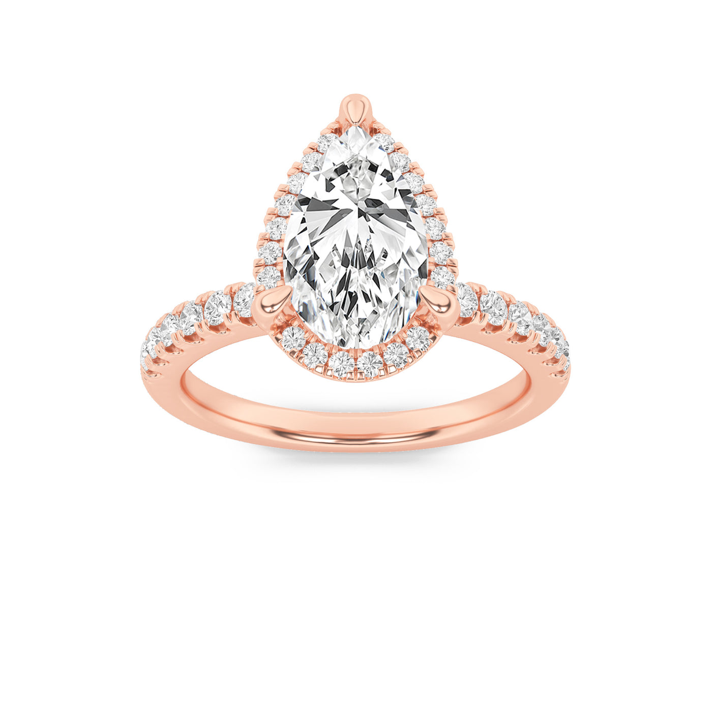 14K Rose Gold 2.1ctw Pear Lab Diamond Ring Sz 7