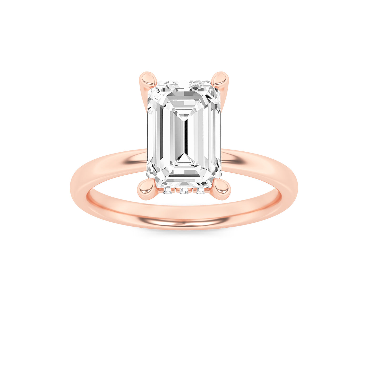 14K Rose Gold 2ct Lab Diamond Ring, F Color VS+