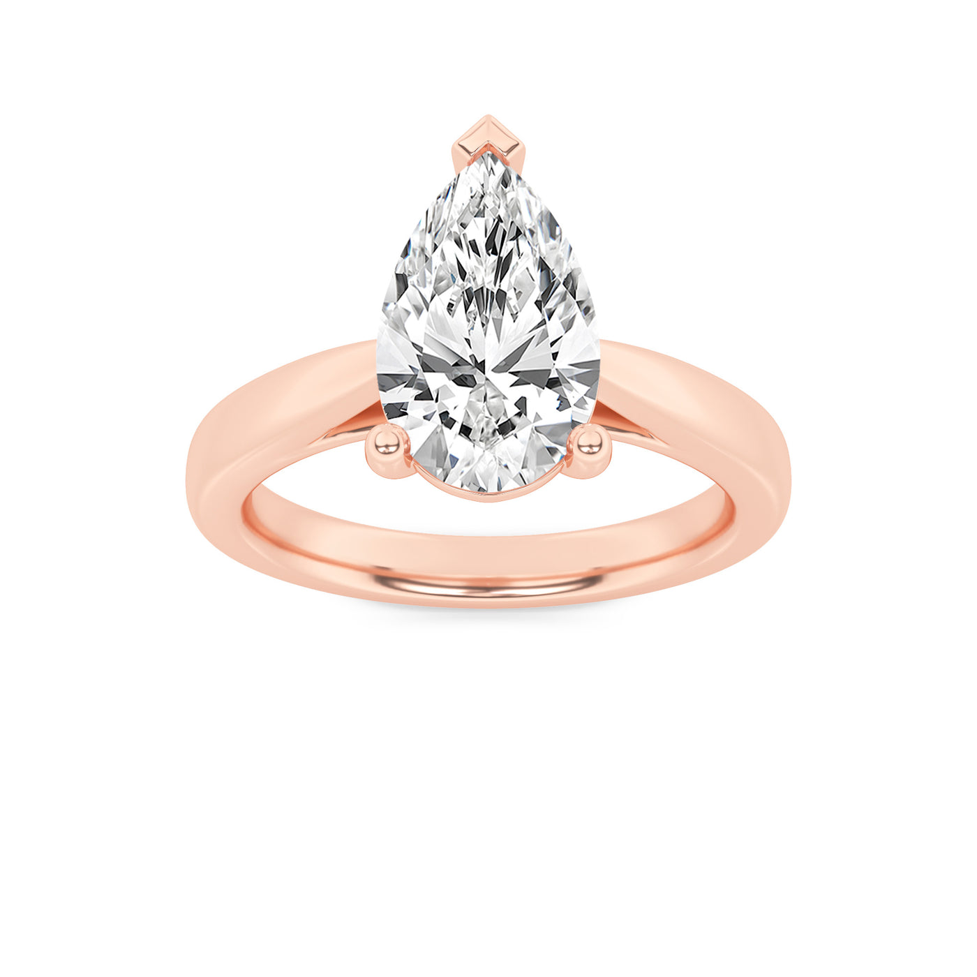 14K Rose Gold 2ct Lab Diamond Ring, Size 7