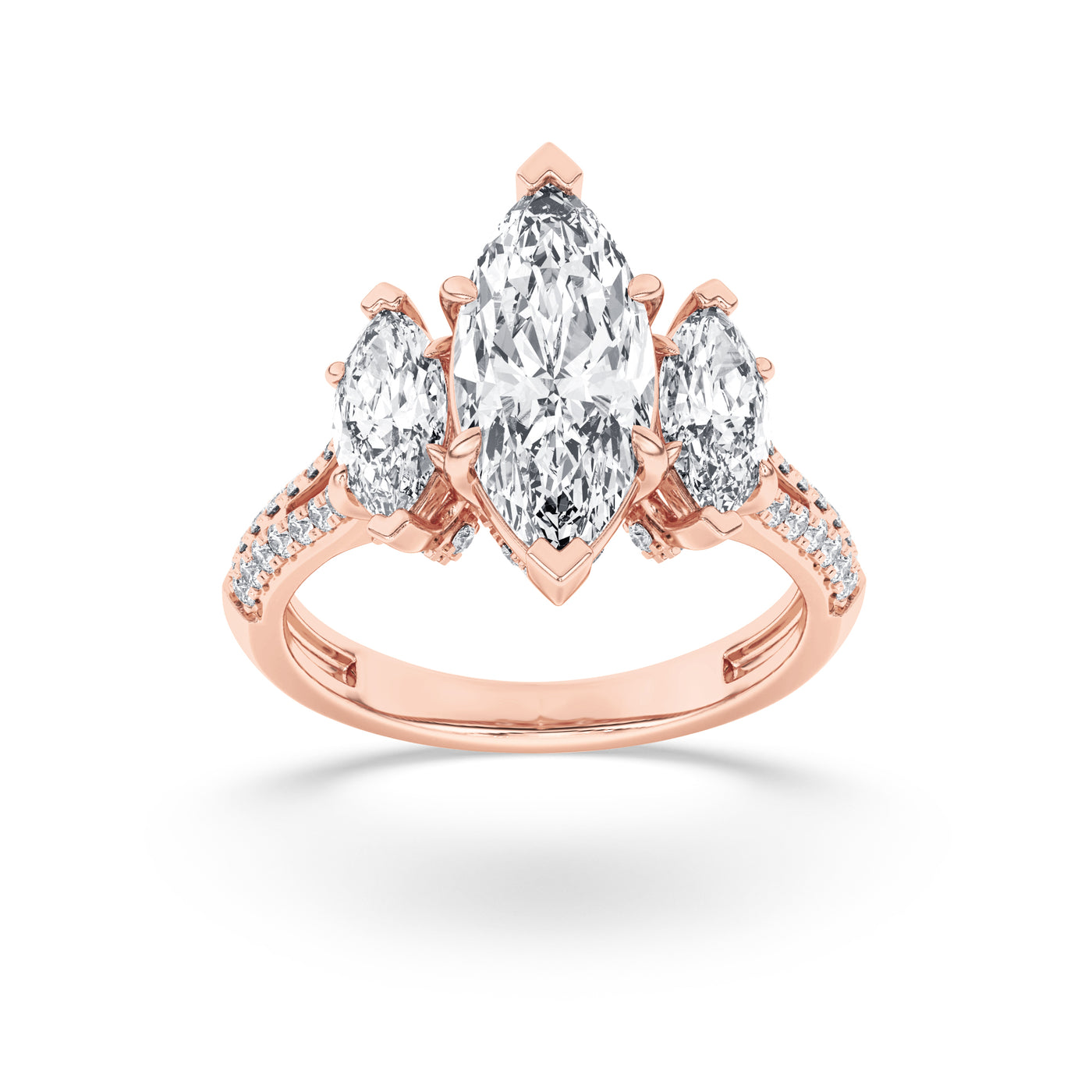 14K Rose Gold 3.9ctw Lab Diamond Marquise Ring Sz 7