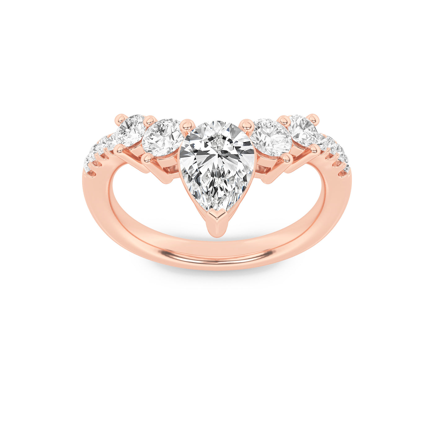 14K Rose Gold 1.5ctw Lab Diamond Pear Ring Sz 7