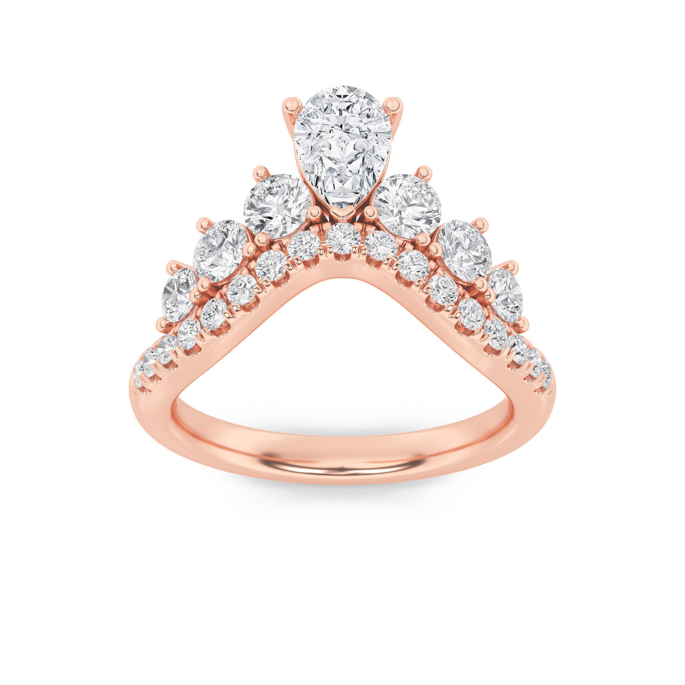 14K Rose Gold 1.5ctw Lab Diamond Pear Ring Sz 7