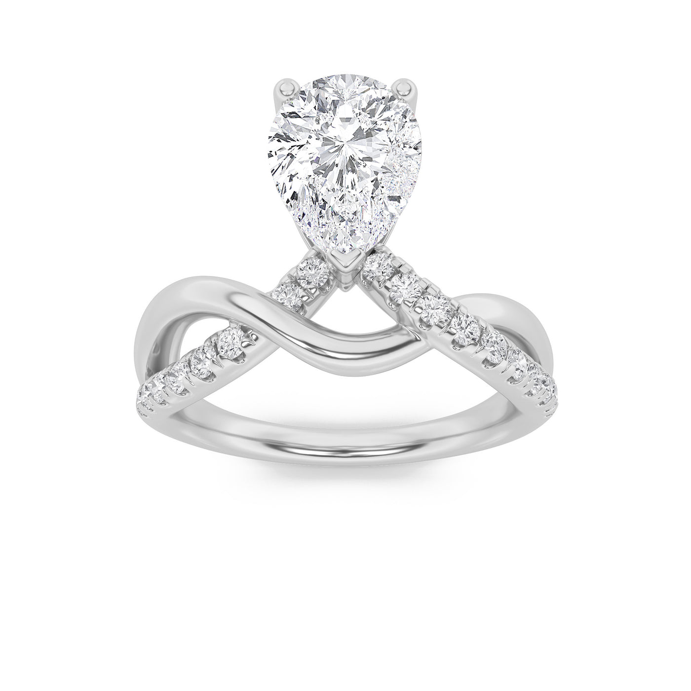 14K White Gold 1.5ct Lab Diamond Pear Ring Sz 7