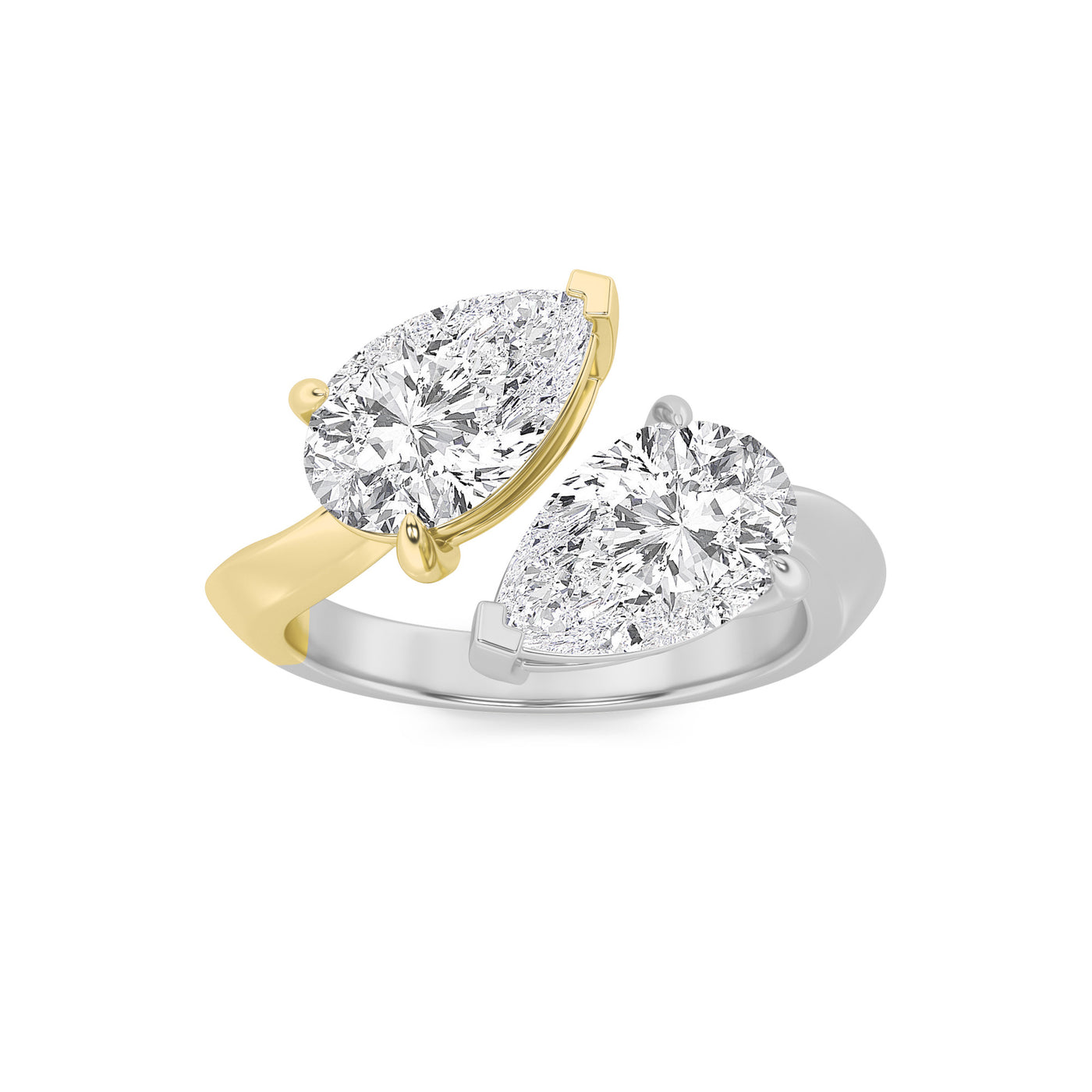 14K WG 3ct Pink Lab Diamond Pear Ring Sz 7