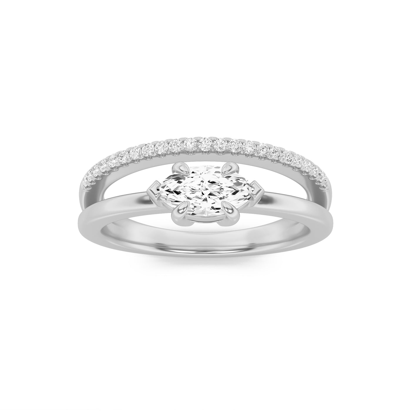 14K White Gold 0.5ct Lab Diamond Ring, Radiant F-VS+
