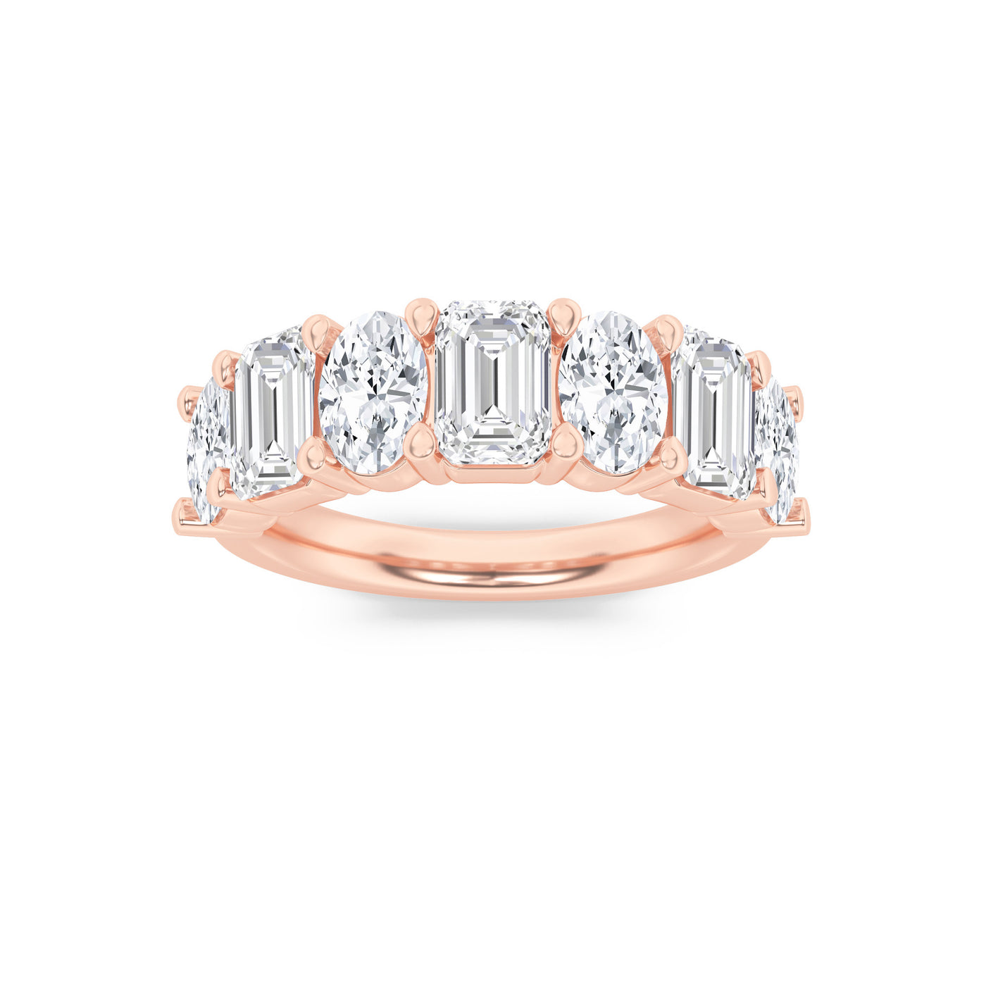 14K Rose Gold 3ctw Lab Diamond Emerald Oval Ring