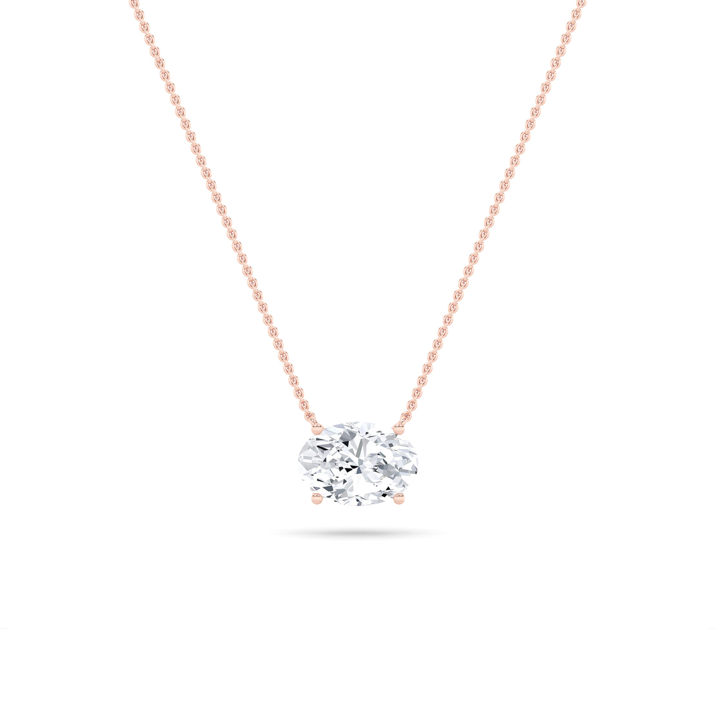 14K Rose Gold 3ctw Oval Lab Diamond Pendant