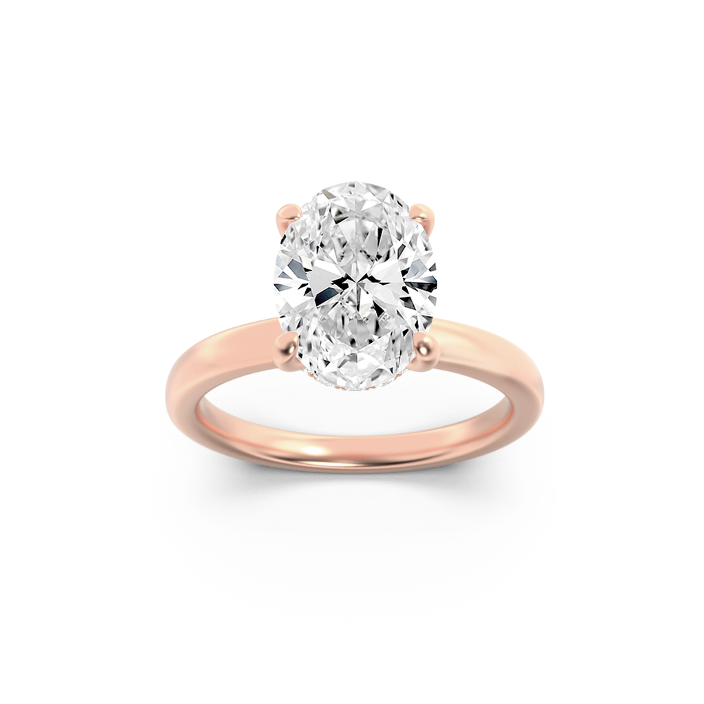 14K Rose Gold 1ct Lab Diamond Oval Ring Sz 7