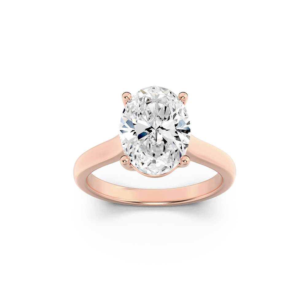 14K Rose Gold 1ct Lab Diamond Oval Ring Sz 7