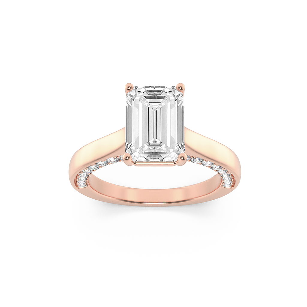 14K Rose Gold 2ctw Lab Diamond Emerald Ring Sz 7