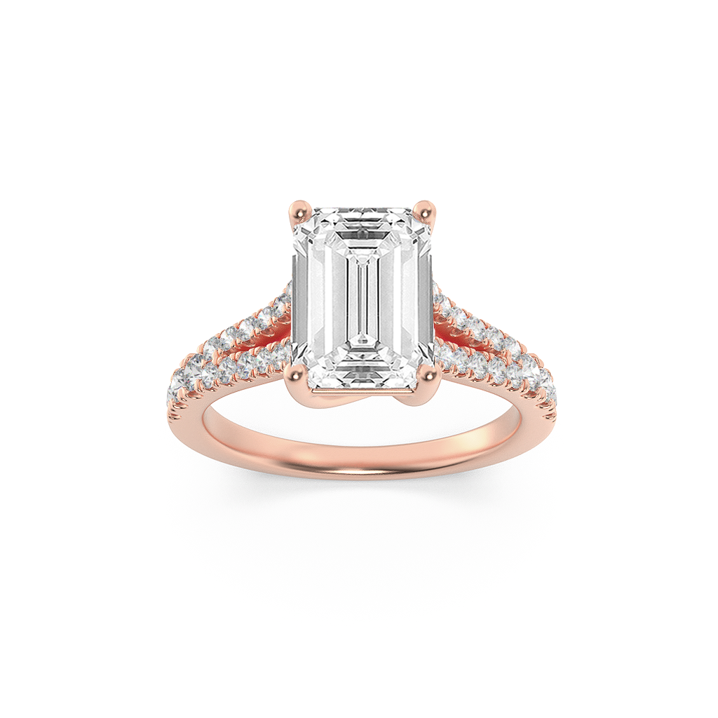 14K Rose Gold 2ct Lab Diamond Emerald Ring Sz 7