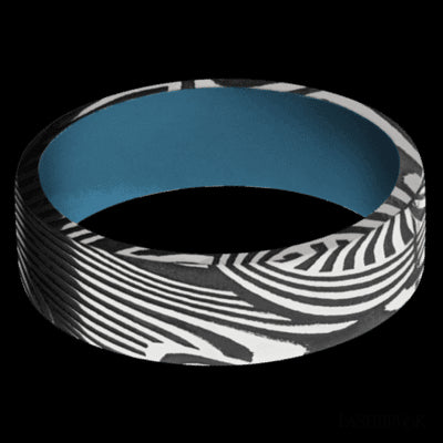 7 mm wide Flat Sunset band featuring a Royal Blue sleeve.