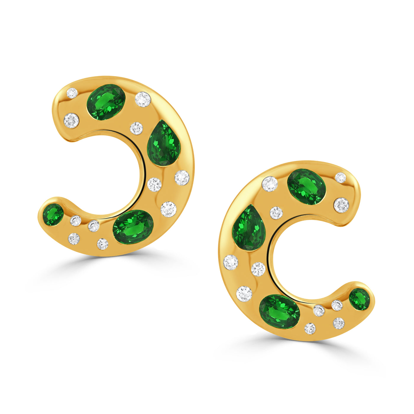 E12204TS-18K YELLOW GOLD DIAMOND EARRING WITH TSAVORITE