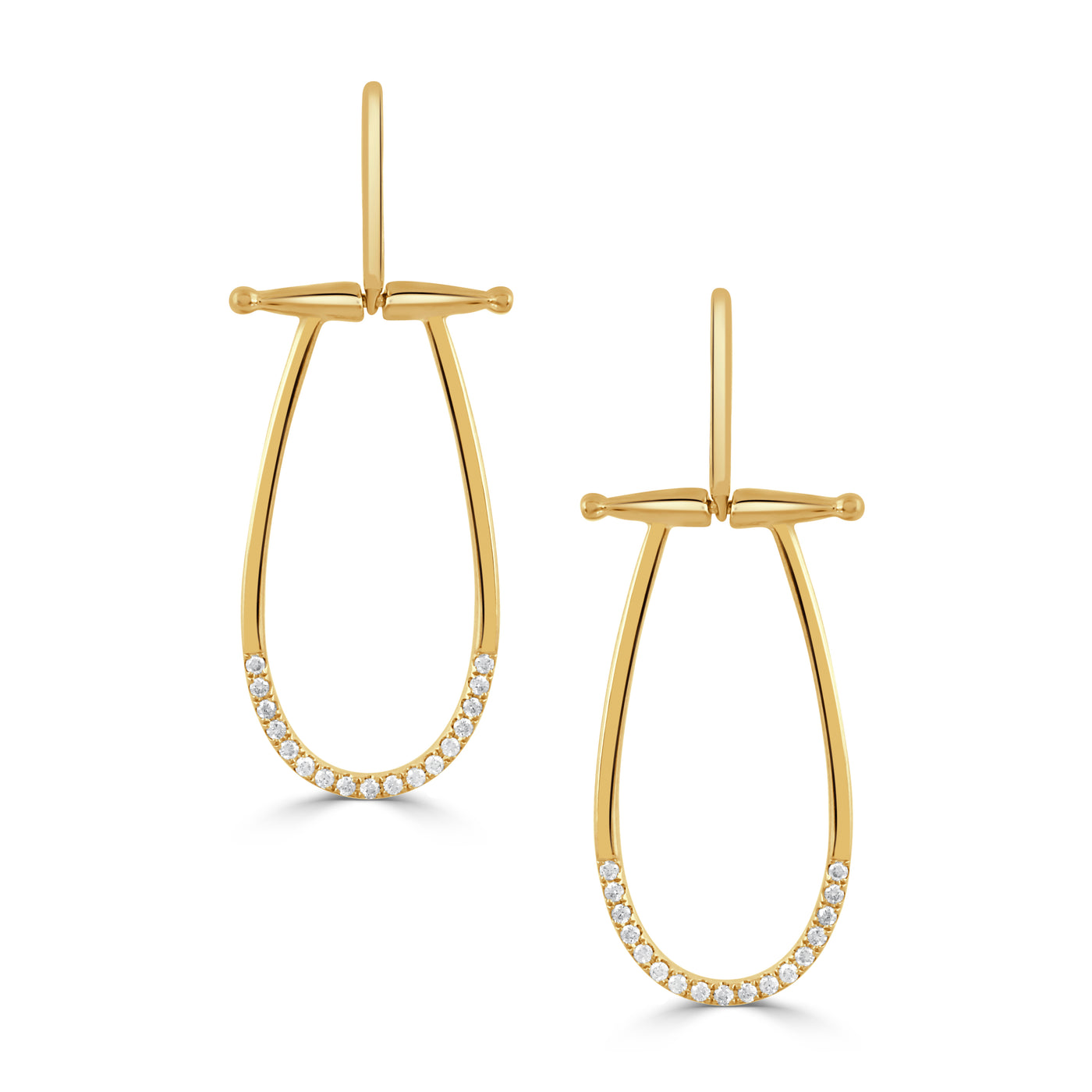 E9746-1-18K YELLOW GOLD DIAMOND HORSE BIT EARRING