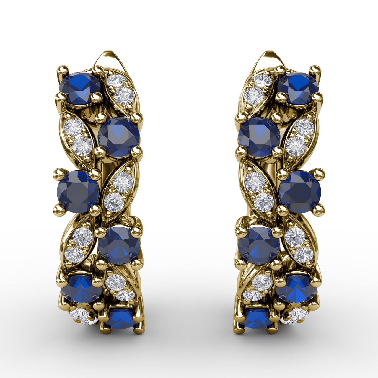 Clustered Sapphire and Diamond Earrings