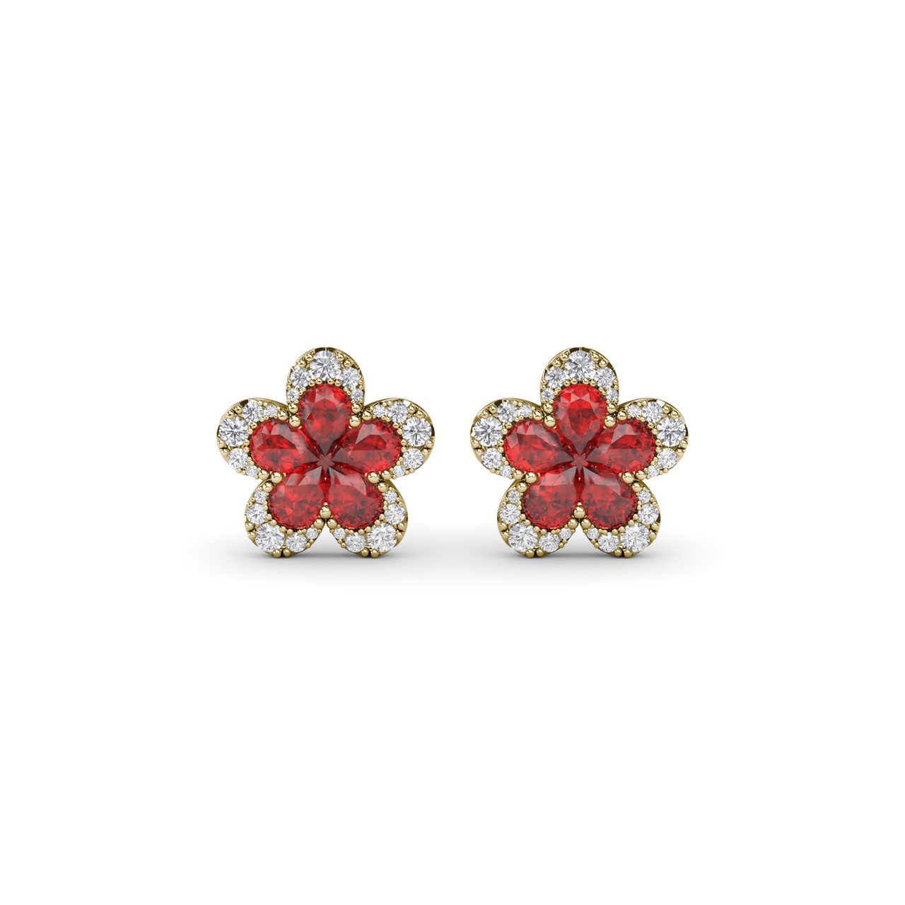 Magnolia Ruby and Diamond Earrings