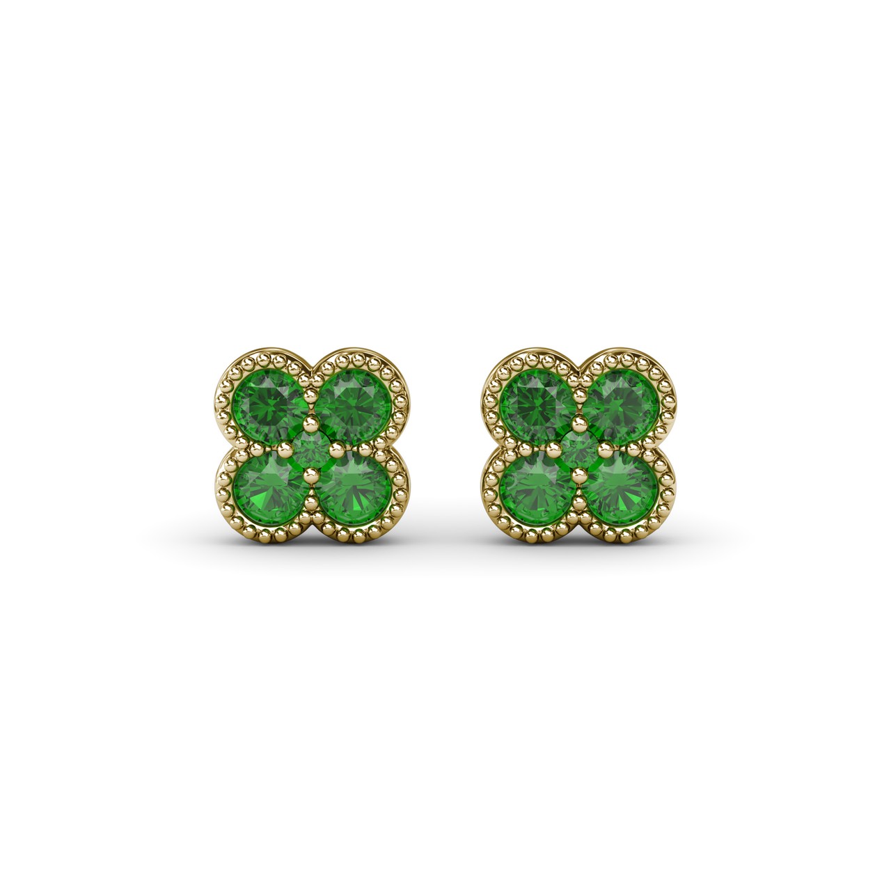Magnolia Milgrain Emerald Earrings