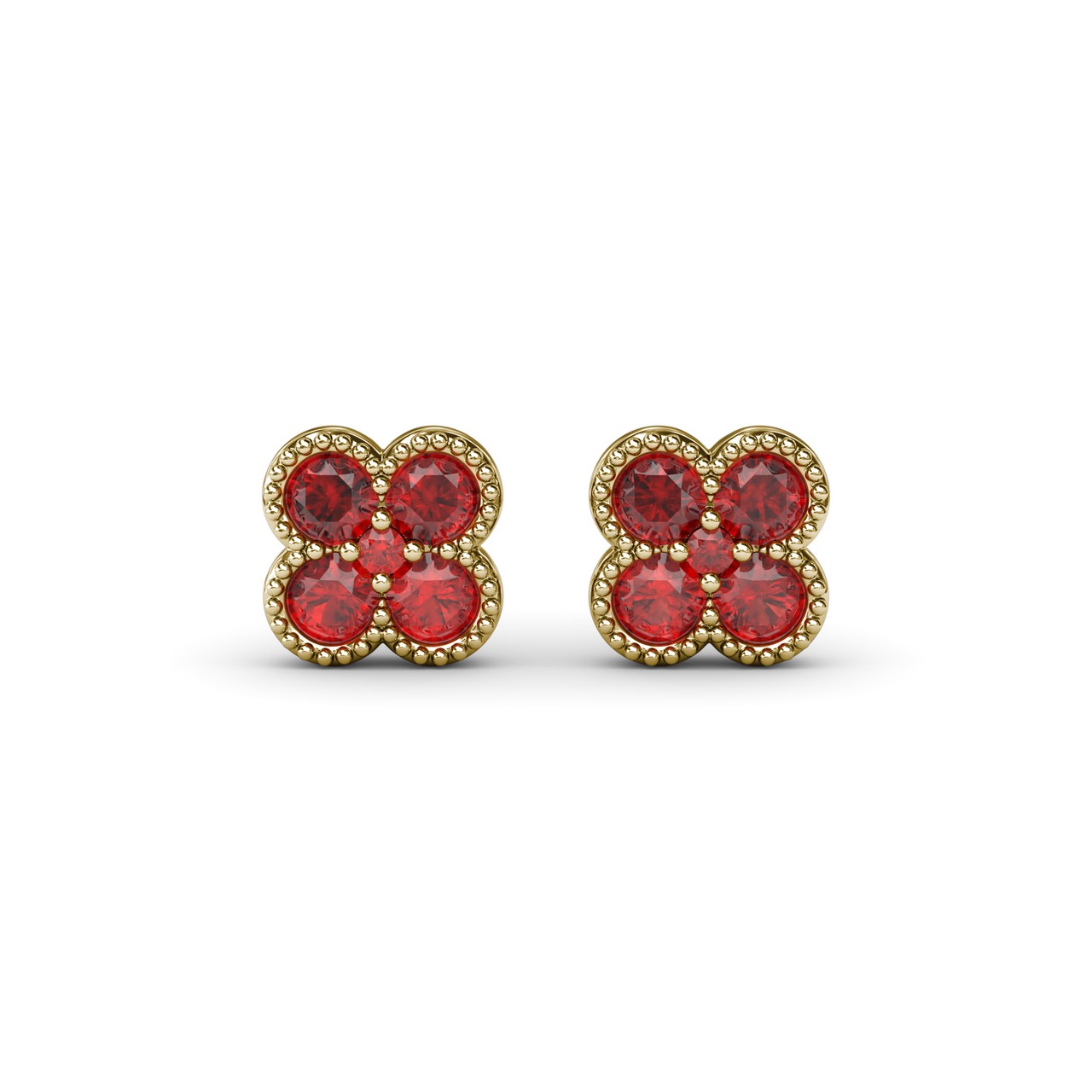 Magnolia Milgrain Ruby Earrings
