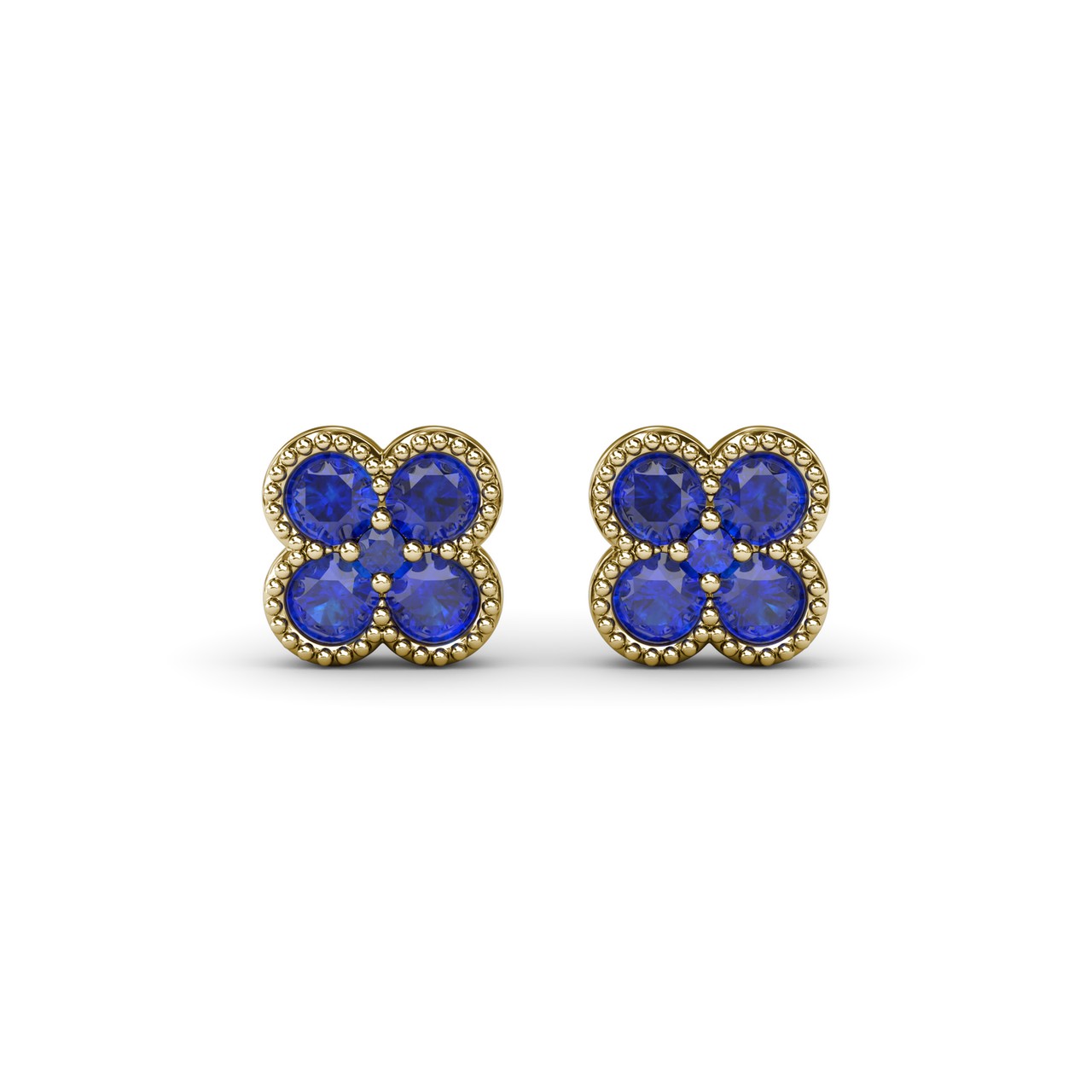 Magnolia Milgrain Sapphire Earrings