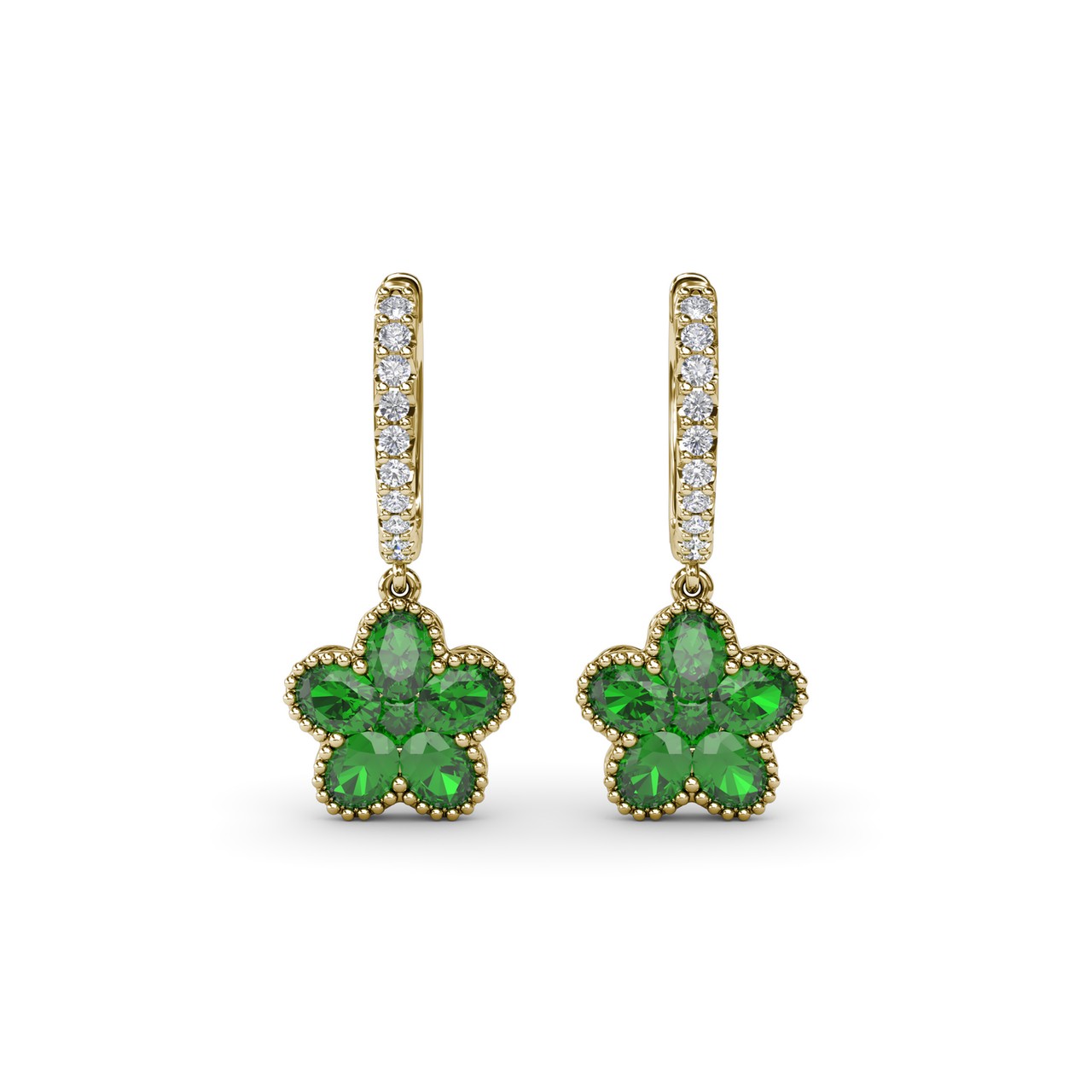Magnolia Emerald Huggie Hoops